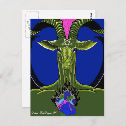 Het verbrande hart van het (groene) satan-briefkaa briefkaart (Voorkant / Achterkant)