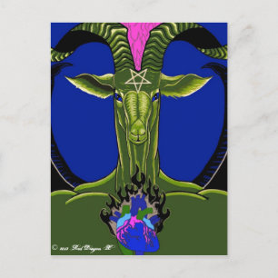 Het verbrande hart van het (groene) satan-briefkaa briefkaart