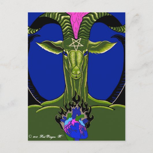 Het verbrande hart van het (groene) satan-briefkaa briefkaart (Voorkant)