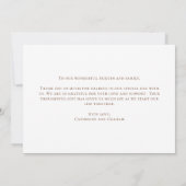 Het verbrande Oranje Eenvoudige Manuscript Rustic  Bedankkaart (Achterkant)