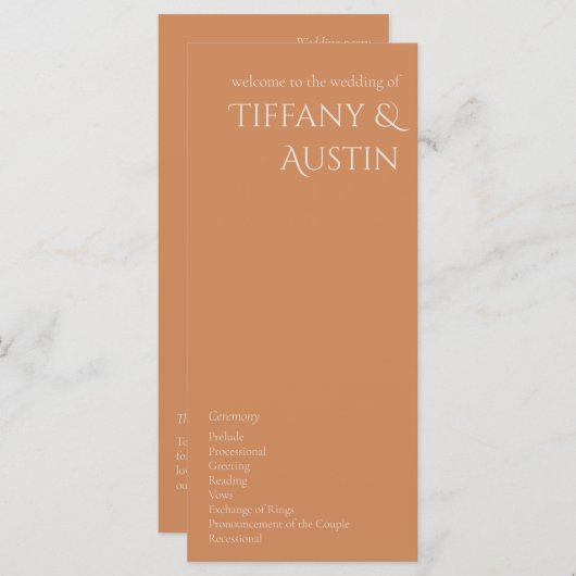 Het verbrande Oranje Moderne Programma van de Wedd (Voorkant / Achterkant)