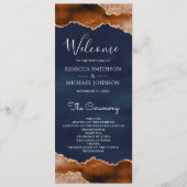 Het verbrande Oranje Terracotta Agate Marble Navy  Programmakaart (Voorkant)