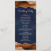 Het verbrande Oranje Terracotta Agate Marble Navy  Programmakaart (Achterkant)