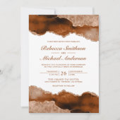 Het verbrande Oranje Terracotta Agate Marble Weddi Kaart (Voorkant)