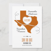 Het verbrande Sinaasappel Texas Curling Ribbon spa Save The Date (Voorkant)