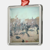 Het verdedigen van de Fort: Indiërs vallen een Ame Metalen Ornament (Links)