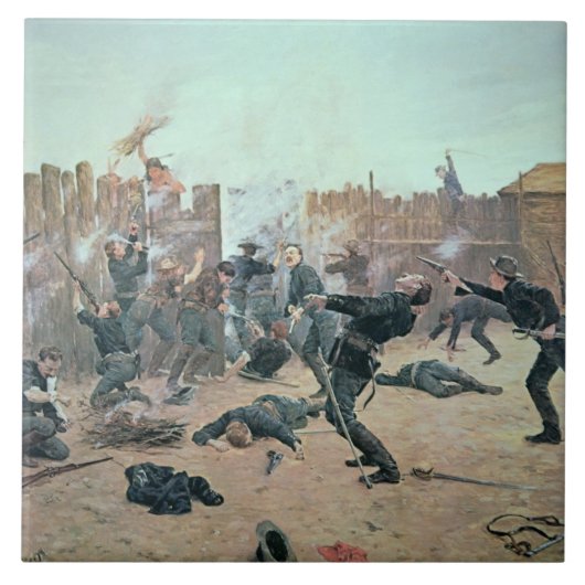 Het verdedigen van de Fort: Indiërs vallen een Ame Tegeltje (Voorkant)