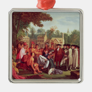 Het Verdrag van William Penn met de Indiërs in 16 Metalen Ornament
