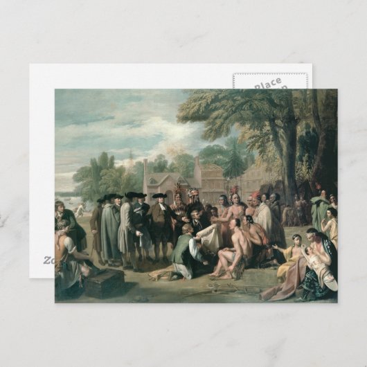 Het Verdrag van William Penn met de Indiërs in Briefkaart (Voorkant / Achterkant)