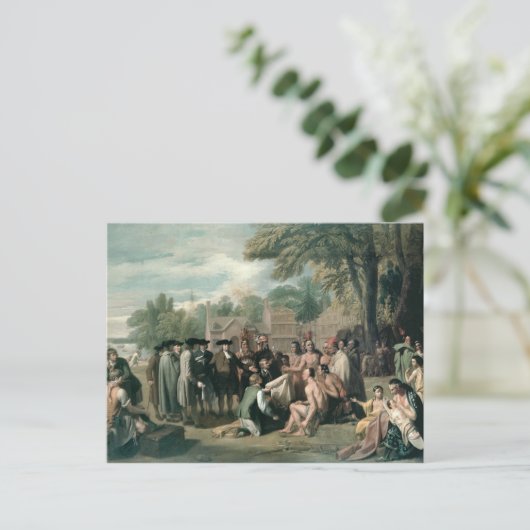 Het Verdrag van William Penn met de Indiërs in Briefkaart (Staand voorkant)