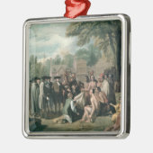 Het Verdrag van William Penn met de Indiërs in Metalen Ornament (Links)