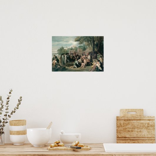 Het Verdrag van William Penn met de Indiërs in Poster (Keuken)