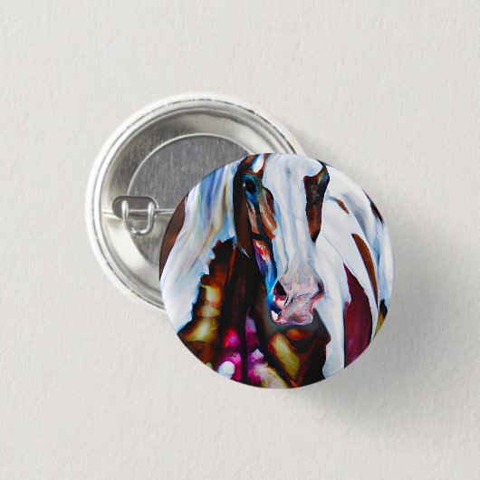 Het verfpaard ronde button 3,2 cm (Voorkant /achterkant)