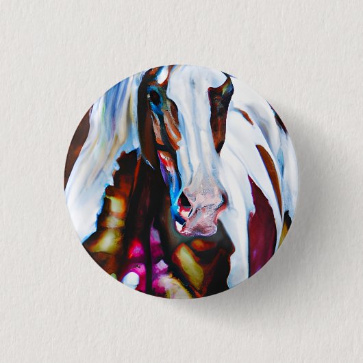 Het verfpaard ronde button 3,2 cm (Voorkant)