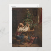 Het verfraaien van de Kerstboom  Schilderij Feestdagenkaart (Voorkant / Achterkant)