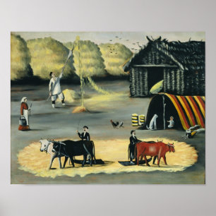 Het verfrissen van de vloer in een Georgisch land Poster