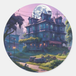 Het Vergeten Landgoed – Klassiek Verlaten Landhuis Ronde Sticker