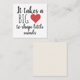 Het vergt een grote waardering voor docenten in he notitiekaartje