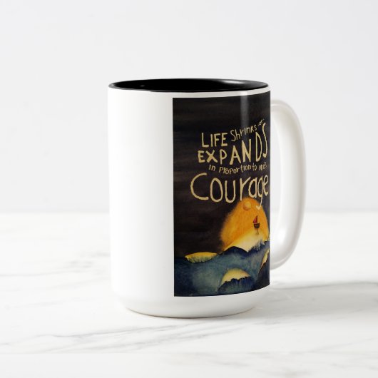 Het vergt moedige Mok van twee-toon (Voorkant rechts)