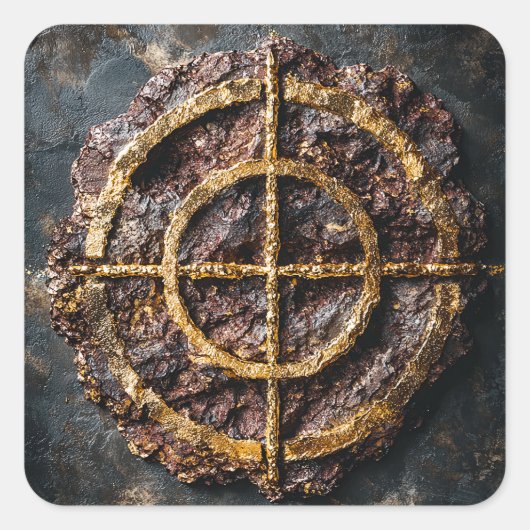 Het Vergulde Sigil Vierkante Sticker (Voorkant)