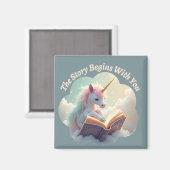 Het verhaal begint met jou - Schattigee eenhoorn Magneet (Voorkant / Achterkant)