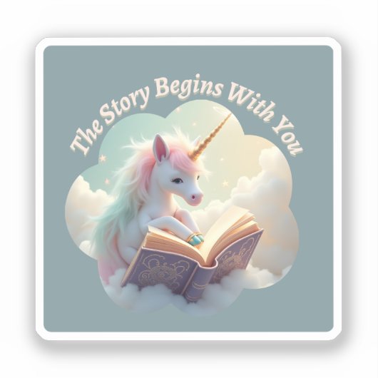 Het verhaal begint met jou - Schattigee eenhoorn Sticker (Voorkant)