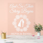 Het verhaal begint Snowflake Winter Wedding Welkom Acryl Bord (Huwelijk)