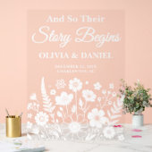 Het verhaal begint Wildflower Wedding Welkom Acryl Bord (Huwelijk)