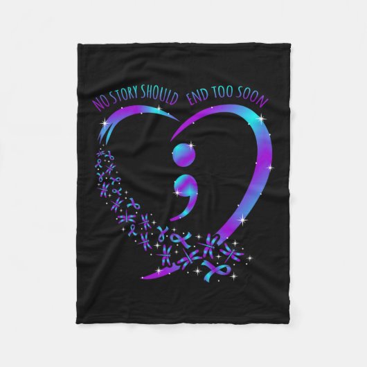 Het verhaal moet eindigen Happy Suicide Awareness Fleece Deken (Voorkant)