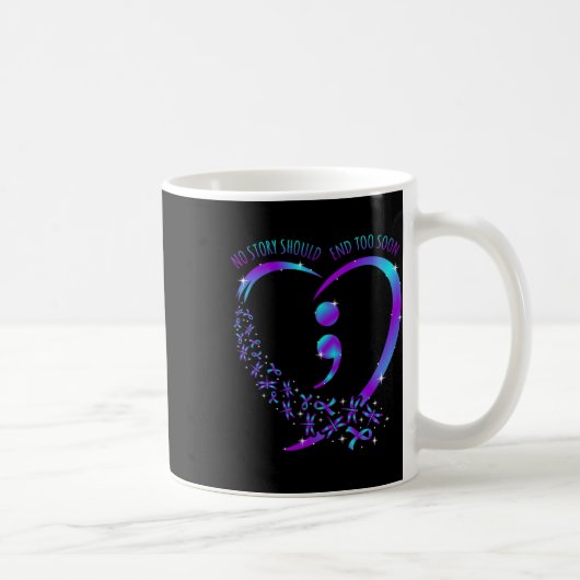 Het verhaal moet eindigen Happy Suicide Awareness Koffiemok (Rechts)