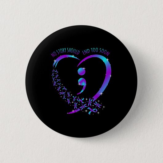 Het verhaal moet eindigen Happy Suicide Awareness Ronde Button 5,7 Cm (Voorkant)