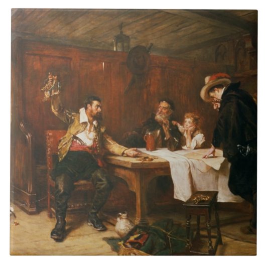 Het verhaal van de Buccaneer (olie op canvas) Tegeltje (Voorkant)