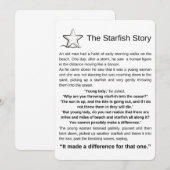 Het verhaal van de zeesterren. Zeesterren gedicht. (Voorkant / Achterkant)