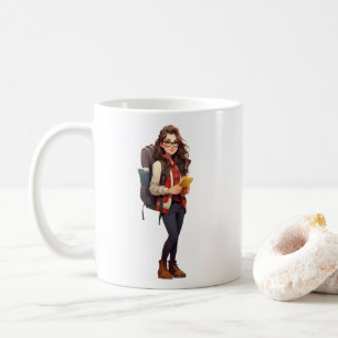 Het verhaal van een meisje met een bril koffiemok