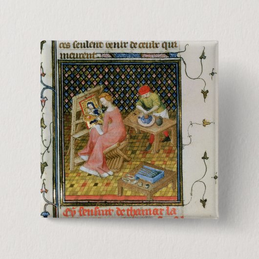 Het verhaal van Thamyris uit 'De Claris' Vierkante Button 5,1 Cm (Voorkant)