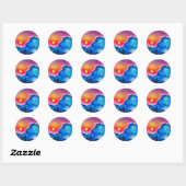 Het verhaal van zon en maan ronde sticker (Vel)