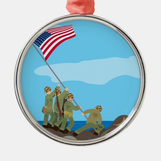 Het verhogen van de vlag op Iwo Jima (Eenvoudige g Metalen Ornament (Voorkant)