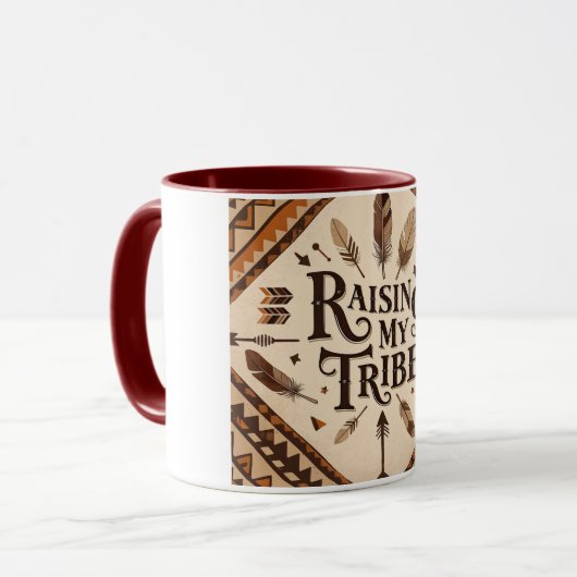 Het verhogen van mijn Tribe Moederdag Mok (Voorkant links)