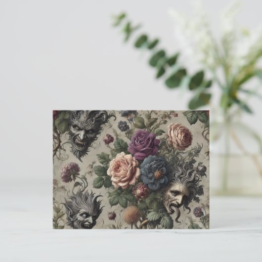 Het verjaardagsfeest - Gotische Victoriaans Bloeme Feestdagenkaart (Staand voorkant)