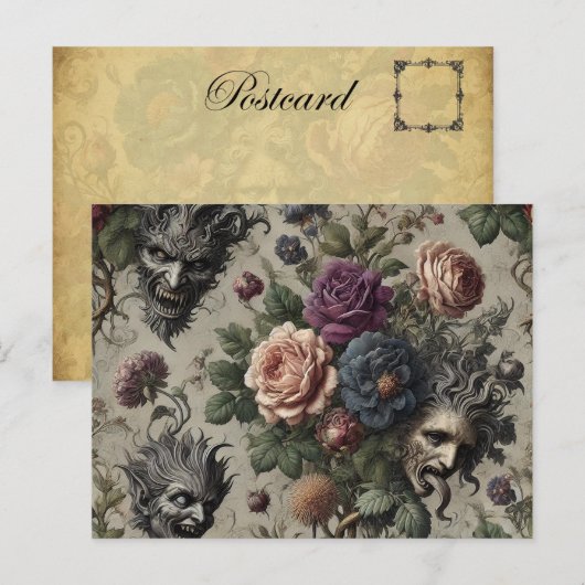 Het verjaardagsfeest - Gotische Victoriaans Bloeme Feestdagenkaart (Voorkant / Achterkant)