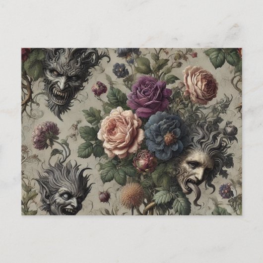 Het verjaardagsfeest - Gotische Victoriaans Bloeme Feestdagenkaart (Voorkant)