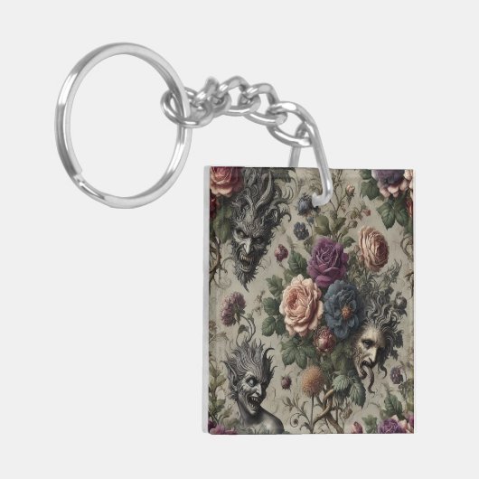 Het verjaardagsfeest - Gotische Victoriaans Bloeme Sleutelhanger (Voorkant Links)