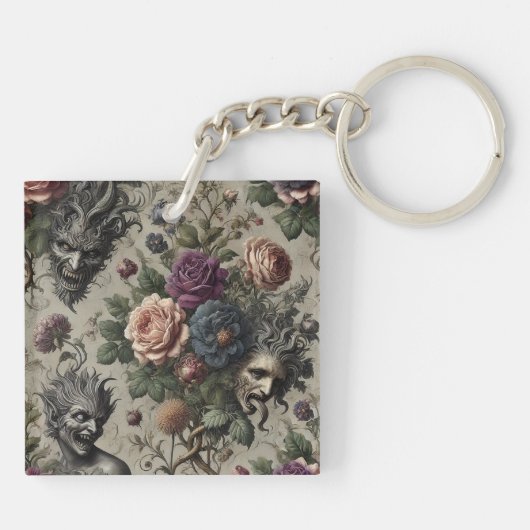 Het verjaardagsfeest - Gotische Victoriaans Bloeme Sleutelhanger (Achterkant)