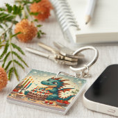 Het verjaardagsfeest van Happy Dragon Sleutelhanger (Voorkant Rechts)