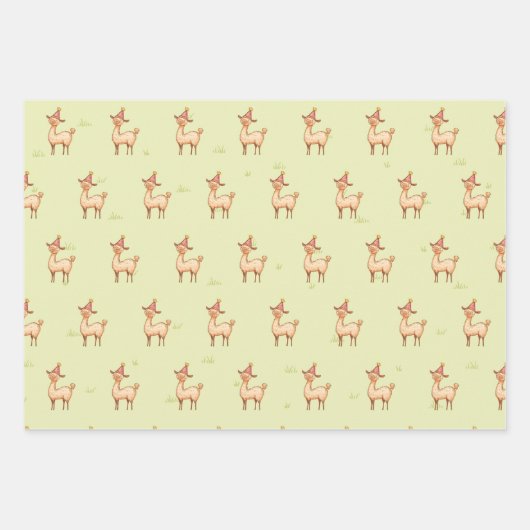 Het verjaardagsfeest van het Llama Outdoor kind Inpakpapier Vel (Voorkant 2)