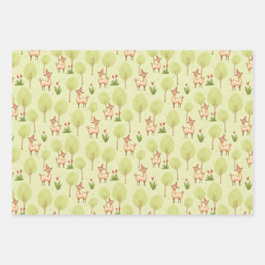 Het verjaardagsfeest van het Llama Outdoor kind Inpakpapier Vel (Voorkant)