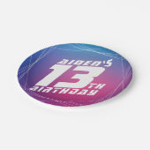 Het verjaardagsfeestje van de coole jongen papieren bordje (Gekanteld)