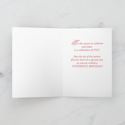 Het Verjaardagsgeschenk van Kerstmis Feestdagen Kaart (Binnen)