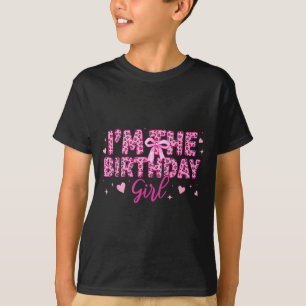 Het verjaardagsmeisje roze luipaard jachtluipaard t-shirt