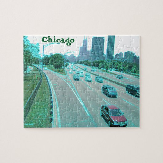 Het Verkeer van Chicago in Kleurde Folie Legpuzzel (Horizontaal)